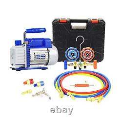 3CFM 1/4HP Single Stage Vacuum Pump and 3-Way Manifold 3CFM Vacuum Pump Set