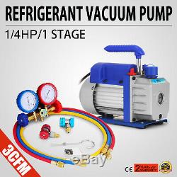 3CFM Air Vacuum Pump Manifold Gauge HVAC A/C Refrigeration Kit AC