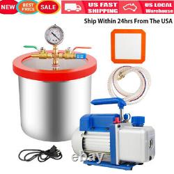 3CFM Single Stage Air Vacuum Pump+2Gallon Vacuum Chamber Stainless Steel Kit A+