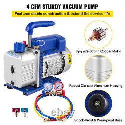4 CFM 1/4 HP Air Vacuum Pump, HVAC R134a R12 R22 R502 A/C Refrigeration Kit