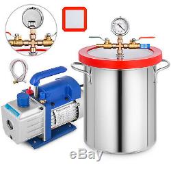 4 CFM 2 Stage Vacuum Pump 3 Gallon Vacuum Chamber Degassing Silicone Kit