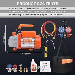 4 CFM Vacuum Pump and Gauge, 1-Stage Rotary Vane Air Vacuum Pump for HVAC/AUT