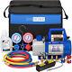 4cfm 1/3 Hp Air Vacuum Pump Refrigeration Ac Manifold Gauge Set With Leak Detector