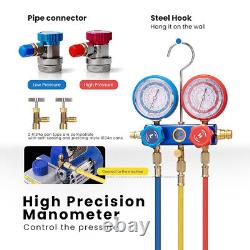 4CFM 1/3 HP Air Vacuum Pump Refrigeration AC Manifold Gauge Set with Leak Detector