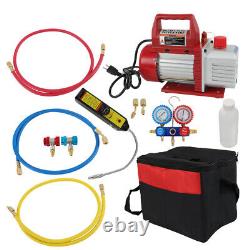 4CFM 1/3HP Air Vacuum Pump Gauge Rotary Vane HVAC A/C Refrigeration Kit