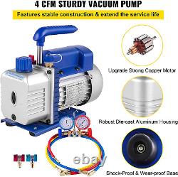4CFM 1/4HP Air Vacuum Pump HVAC A/C Air Refrigerant Rotary Vane Vacuum Pump Sing