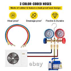 4CFM 1/4HP Rotary Vane Vacuum Pump HVAC Refrigerant Single Stage AC Gauge Set