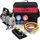 4cfm Vacuum Pump Hvac Ac Manifold Gauge Leak Detector With Carrying Tote Kit