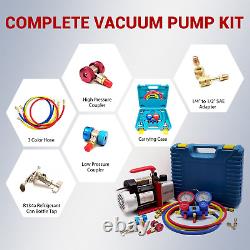 4CFM Vacuum Pump HVAC Refrigeration AC Manifold Gauge R134a R22 R502