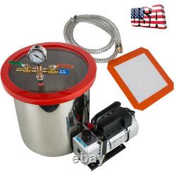 5 Gal Vacuum Chamber Kit Degassing Chamber Silicone Stainless Steel 3 CFM USA
