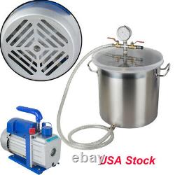 5 Gal Vacuum Chamber With 3CFM 1/3HP Single Stage Pump to Degassing Silicone Kit