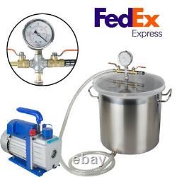 5 Gal Vacuum Chamber With 3CFM 1/3HP Single Stage Pump to Degassing Silicone Kit