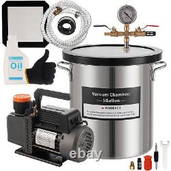 5 Gallon Degassing Vacuum Chamber Kit with 3.5 CFM Vacuum Pump Single Stage