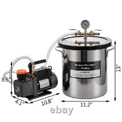 5 Gallon Degassing Vacuum Chamber Kit with 3.5 CFM Vacuum Pump Single Stage