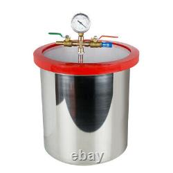5 Gallon Stainless Vacuum Degassing Chamber Kit 3CFM Pump FDA/CE Pro