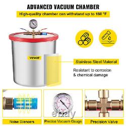 5 Gallon Vacuum Chamber 7CFM Vacuum Pump 2 Stage Refrigerant Deep Vane Silicone