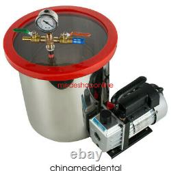 5 Gallon Vacuum Chamber Degassing Silicone&3CFM Single Stage Pump with Hose Safe