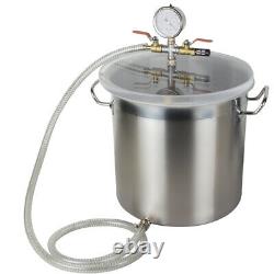5 Gallon Vacuum Chamber Safe 3CFM Single Stage Pump Degassing Silicone 220ml Oil