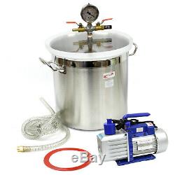 5 Gallon Vacuum Degassing Chamber Silicone Kit & 5 CFM Single Stage Pump Hose
