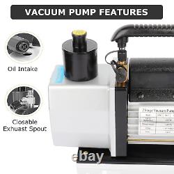 5CFM 1/2HP Dual Stage Vacuum Pump Rotary Vane HVAC Refrigeration Air Conditionin