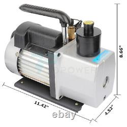 5CFM Air Vacuum Pump 1/2HP HVAC Refrigeration Dual Stage AC Air Tool 25 Microns