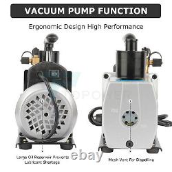 5CFM Air Vacuum Pump 1/2HP HVAC Refrigeration Dual Stage AC Air Tool 25 Microns