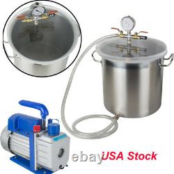 5Gal Vacuum Chamber With 3CFM 1/3HP Single Stage Pump to Degassing Silicone Kits