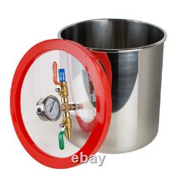 5Gallon Stainless Degassing Chamber Kit +1/4HP 3CFM Vacuum Pump Hose CE/FDA