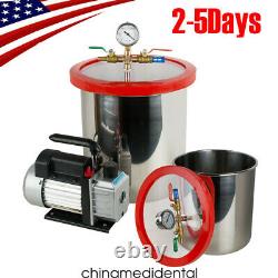 5Gallon Stainless Steel Vacuum Degassing Chamber Silicone Kit&3 CFM Pump Hose US