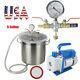 5gallon Vacuum Degassing Chamber Silicone 3 Cfm Single Stage Pump Hose Noiseless