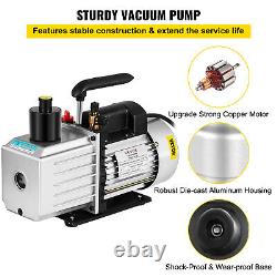 8CFM Two-Stage Rotary Vane Vacuum Pump 1/4\flare R134a R410a Oil Reservoir