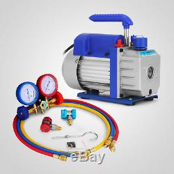 A/C Manifold Gauge Hose Air Conditioner R134a R502 +3CFM Rotary Vane Vacuum Pump