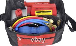 AUTO AC Repair Complete Tool Kit with 1-Stage 3.5 CFM Vacuum Pump, Manifold Gaug