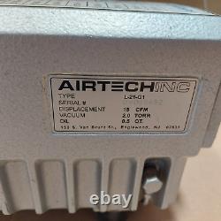 Airtech Inc Type L-21-G1 Vacuum Pump 15 CFM 2.0 Torr 1HP Used