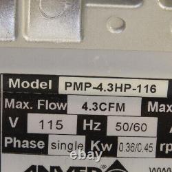 Anver PMP-4.3HP-116 115V 1Ph 4.3CFM 27.56in. Hg Vacuum Pump