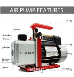AutoGen 4CFM/ 1/3HP Air Vacuum Pump HVAC A/C Refrigeration Kit R134a R12 R22