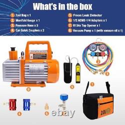 BACOENG R1234yf AC Vacuum Pump and Gauge Set, 4 CFM HVAC Vacuum Pump and