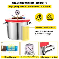 Bestauto Vacuum Pump 2 Gallon Vacuum Chamber Silicone Expoxy Degassing with 4CFM