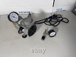 Cole Parmer PTFE-Coated Vacuum Pump, Gauge/Reg/Valve 0.75 cfm/23.2Hg-25psi