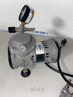 Cole Parmer PTFE-Coated Vacuum Pump, Gauge/Reg/Valve 0.75 cfm/23.2Hg-25psi