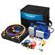 Combo 4.5cfm 1/3 Hp Air Hvac Vacuum Pump Kit & A/c Manifold Gauge Set With Case