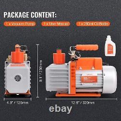 Compact 2 Stage Vacuum Pump, 5 CFM, Overheat Protection for HVAC Professionals