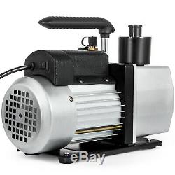 Dual Stage Vacuum Pump Rotary Vane 5CFM 1/2HP Deep HVAC AC Air Tool Black New