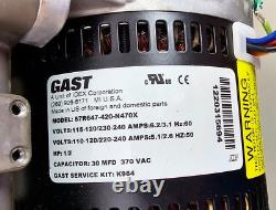 Gast 87R647 Oil Free Twin Cylinder Vacuum Pump 1/2HP 120/240V 6.2A Quiet New