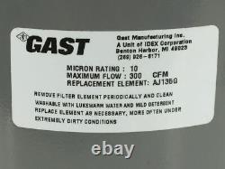 Gast AJ151E Intake Filter Assembly 10 micron 300 cfm uses AJ135G Filter