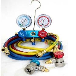 HVAC A/C REFRIGERANT AC KIT WithVACUUM PUMP, R134A R12 MANIFOLD GAUGE SET & SCALE