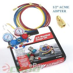 HVAC A/C REFRIGERANT AC KIT WithVACUUM PUMP, R134A R12 MANIFOLD GAUGE SET & SCALE