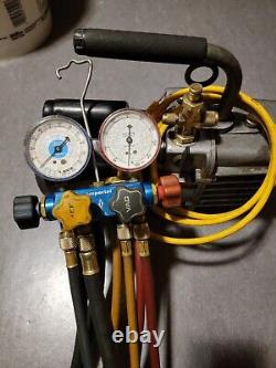 JB Vacuu Pump 5 CFM And Imperial Commercial Manifold Gauge With Yellow Jacket