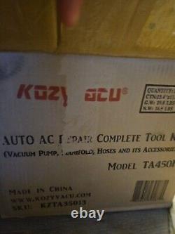 Kozyvacu AUTO AC Repair Complete Tool Kit with 1-Stage 3.5 CFM Vacuum Pump, M