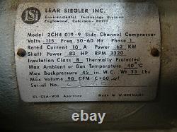 LSI Lear Siegler Model 2CH2 Side Channel Compressor Blower 115V 90CFM